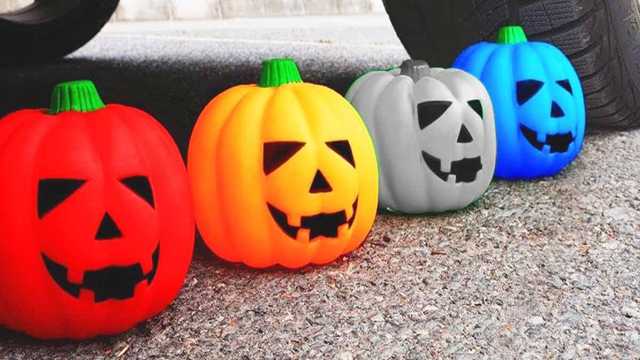 Toy video: Crushing Crunchy & Soft Things by Car! EXPERIMENT: Car vs Halloween PUMPKIN img